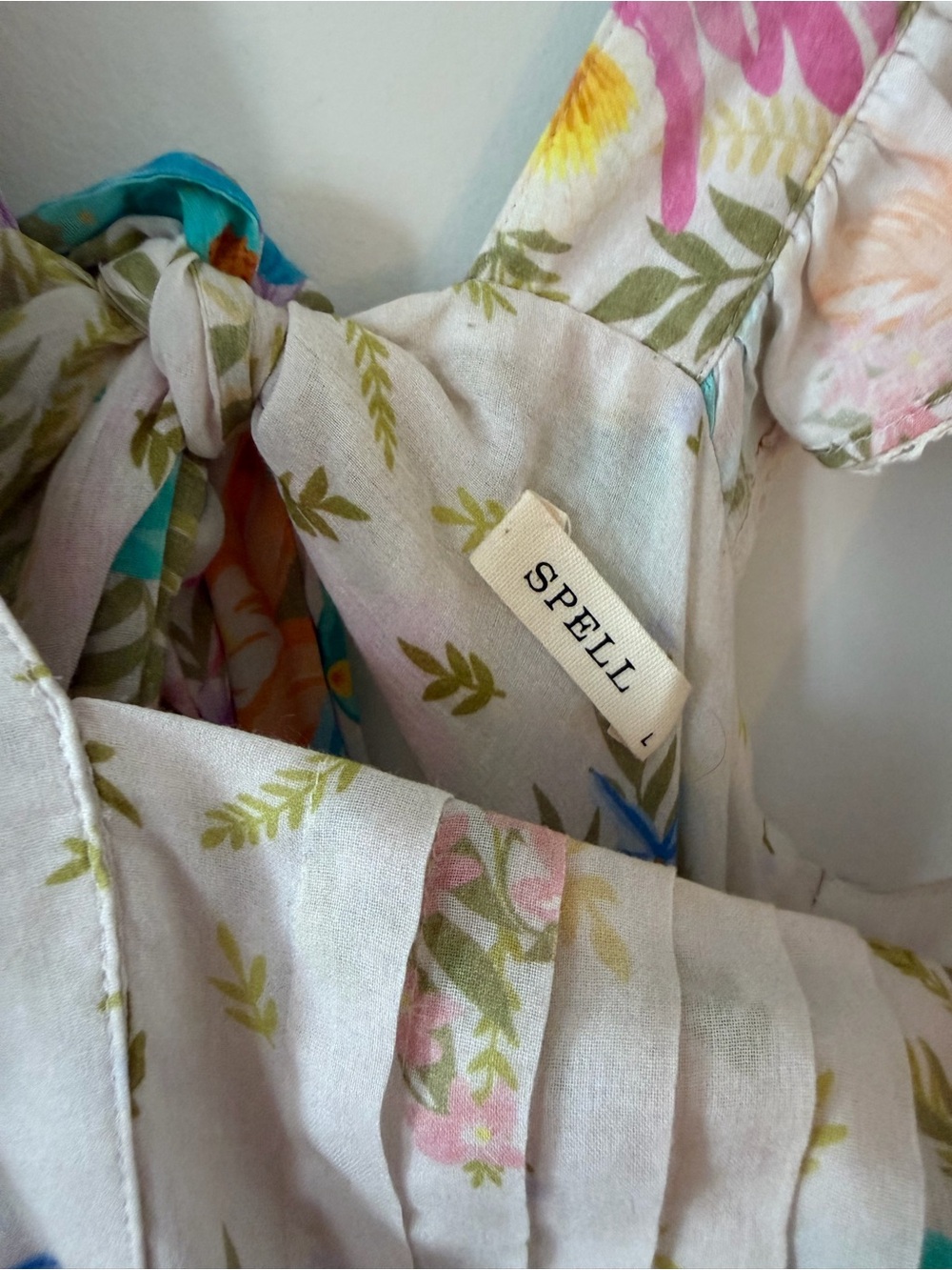 SPELL Floral Ruffle Maxi Dress in Cream - Picture 2 of 2